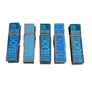New Beach Themed  Clothespins Decor For Crafting Or Decoration 5 Items